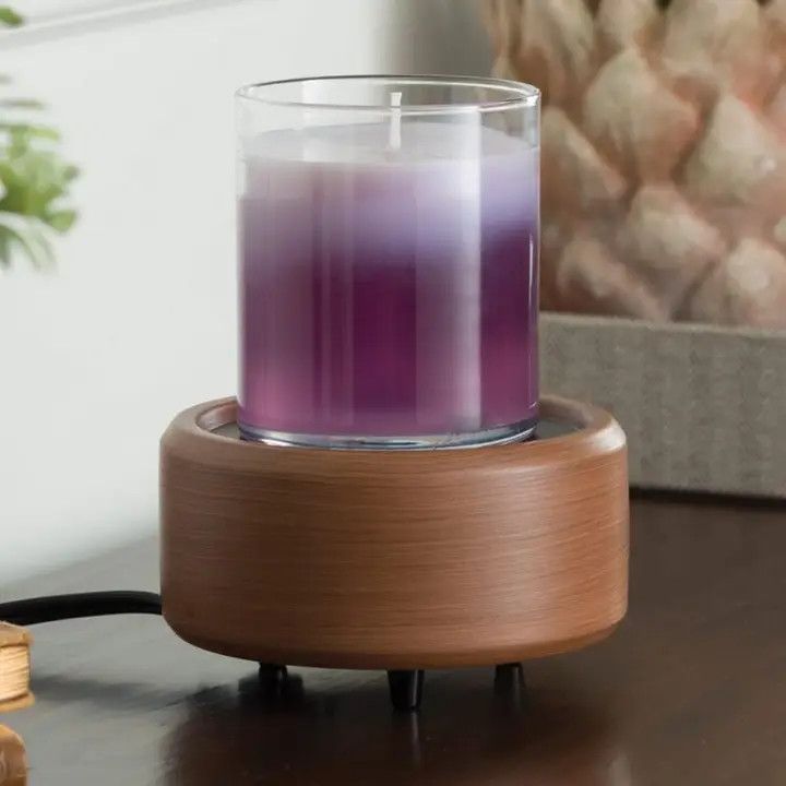 Pewter Walnut 2 in 1 Candle and Wax Warmer