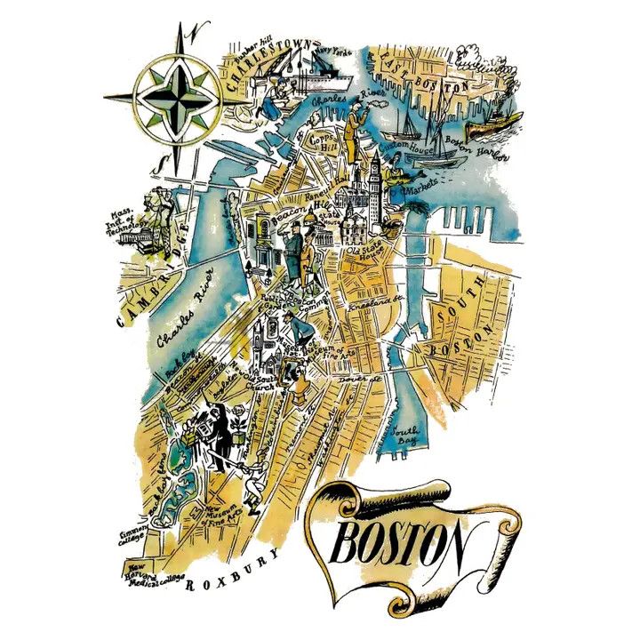 Greater Boston Iconic Map Hand Towel
