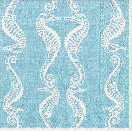 Seahorses Robin's Egg Paper Cocktail Napkins