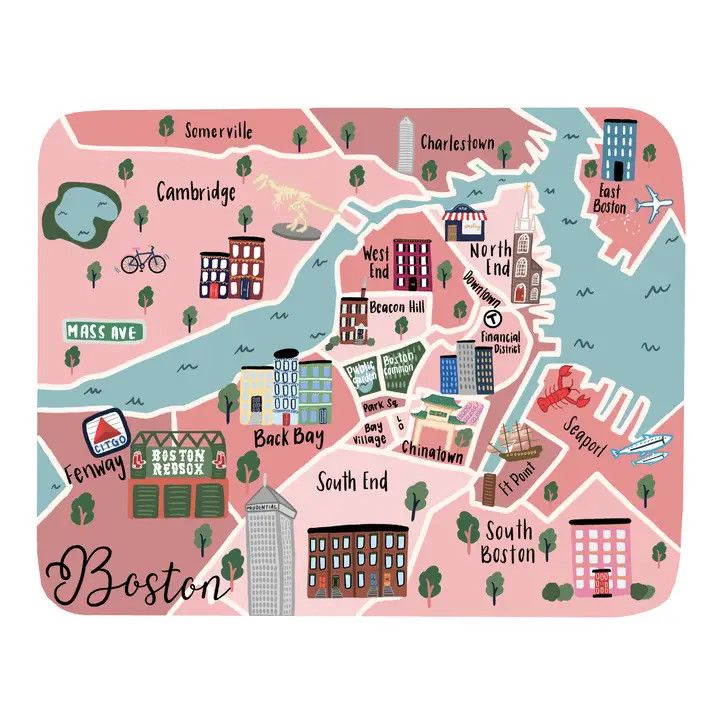 Boston Neighborhood Map Coupe Plate