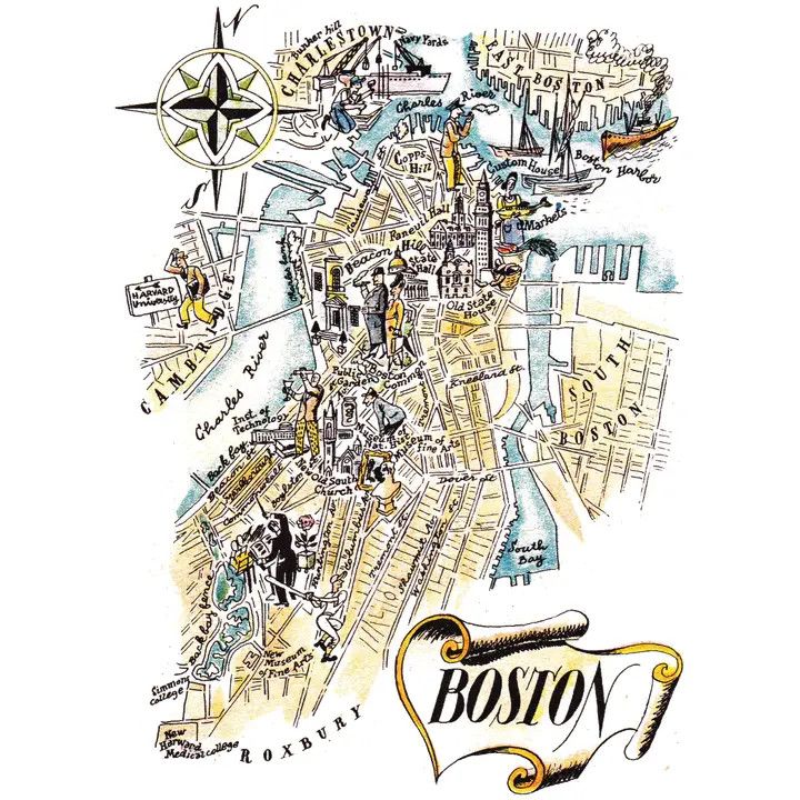 Boston Neighborhood Map Coupe Plate