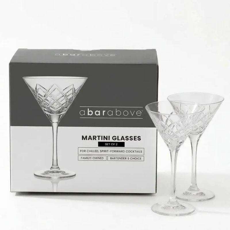 Diamond-Cut Martini Glass Set of 2