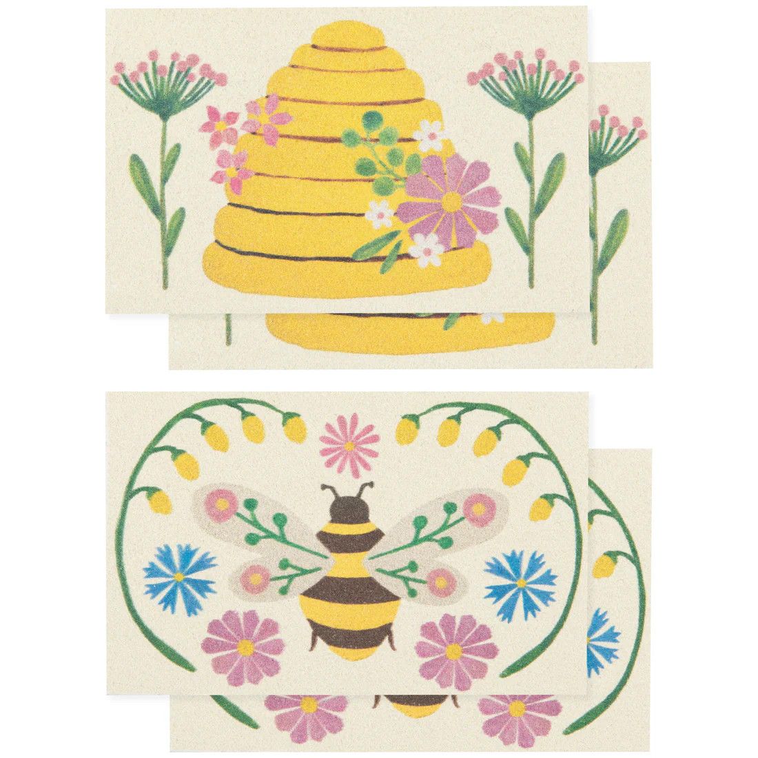 Bee Garden Pop Up Sponges Set of 4 Assorted