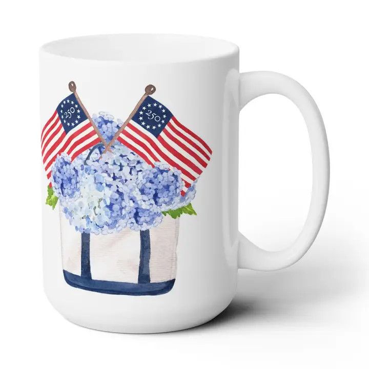 Ceramic Mug, 15 oz, Color: Freedom250® Patriotic Tote July 4