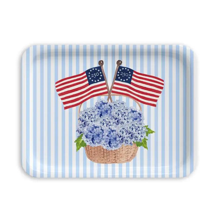 Freedom250® Patriotic Hydrangea Basket Serving Tray