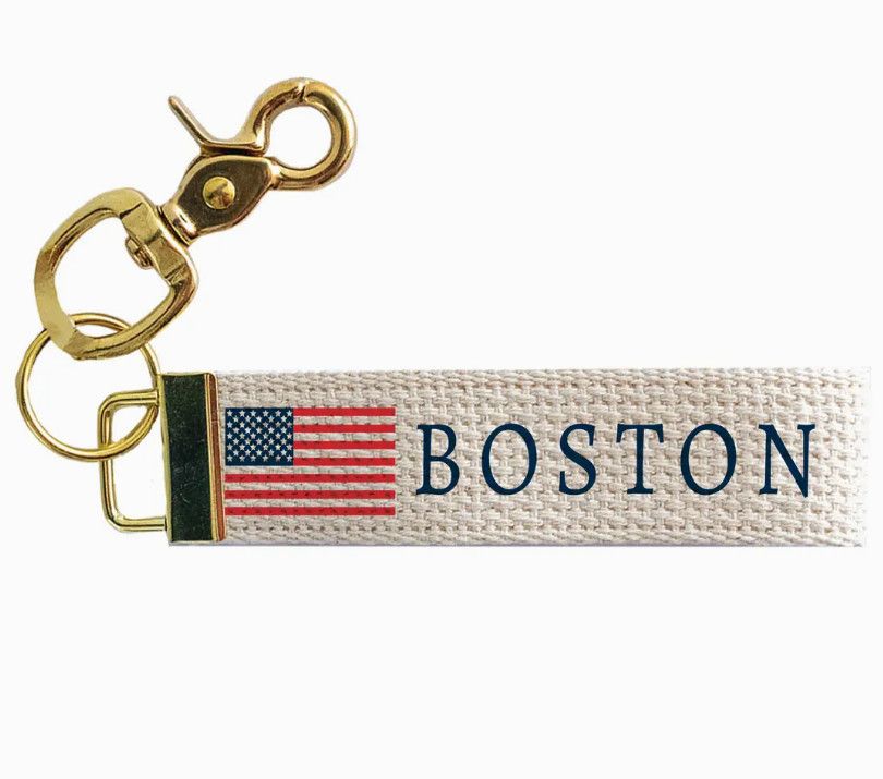 American Flag Boston Keychain