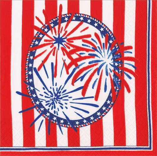 Stars, Stripes and Sparks Cocktail Napkins - 20 Per Package