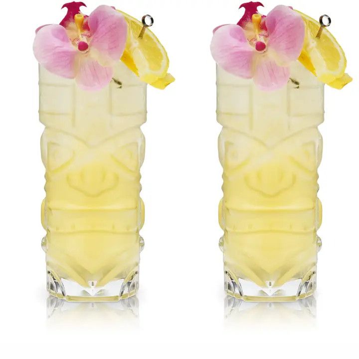 Pacific Crystal Tiki Glasses Set of 2