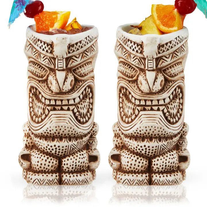Pacific Ceramic Tiki Mugs Set of 2