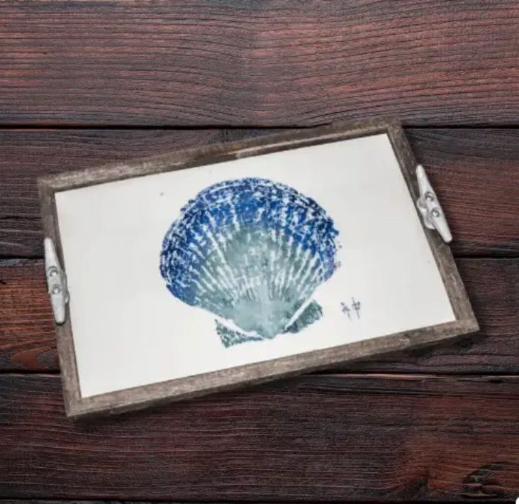Scallop Shell Driftwood Tray