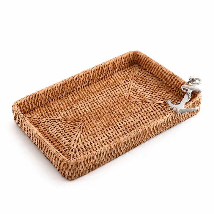 Hand Woven Rattan Anchor Catchall Tray