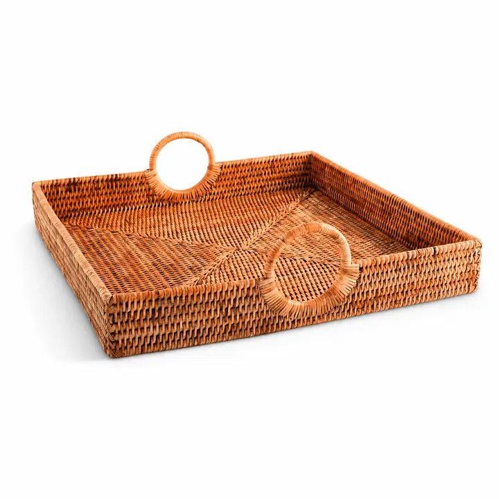 Hand Woven Rattan Large Square Tray