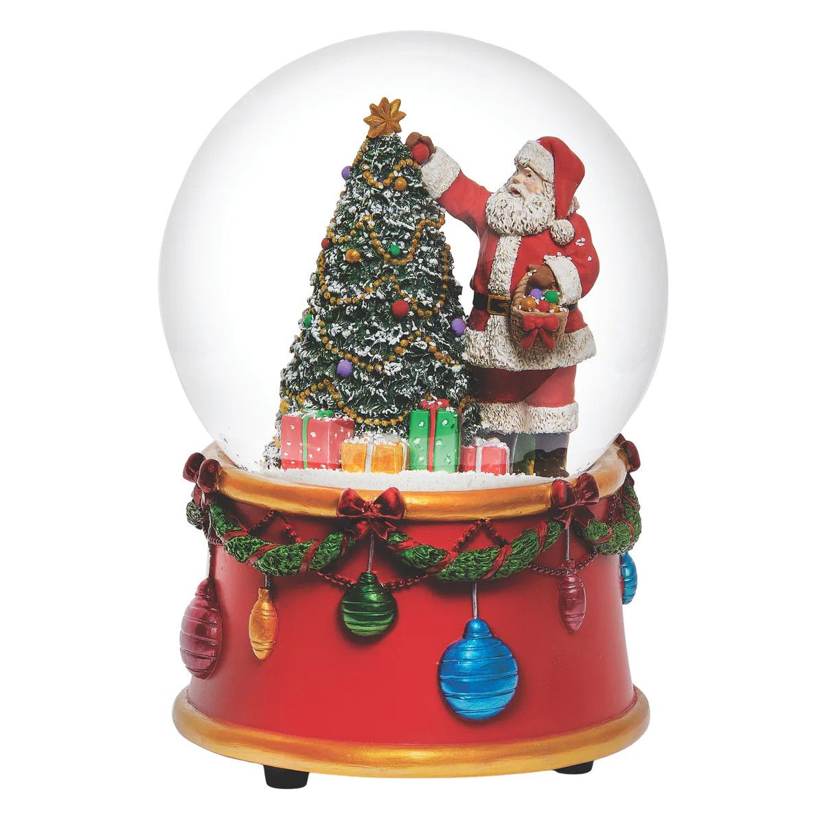 Glitterdome Santa Decorating Tree &amp; Ornament Base - "Here Comes Santa Claus"