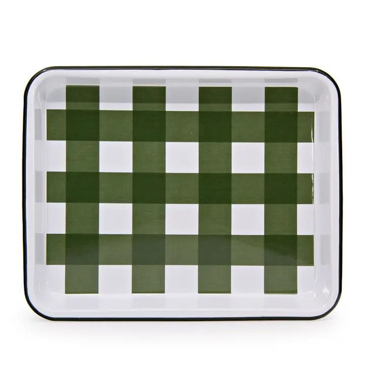 Max Humphrey X Cch Gingham Enamelware Small Rectangle Tray