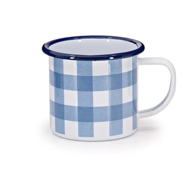 Max Humphrey X Cch Gingham Enamelware 12 oz Mug, Color: Blue