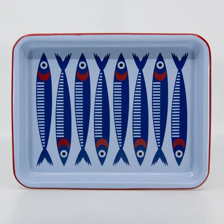 Mur By Ayca X Cch Anchovies Small Rectangle Tray, Red Rim