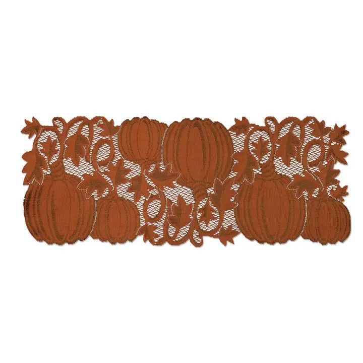 Pumpkin Vine Orange Lace Table Runner 14"x36"