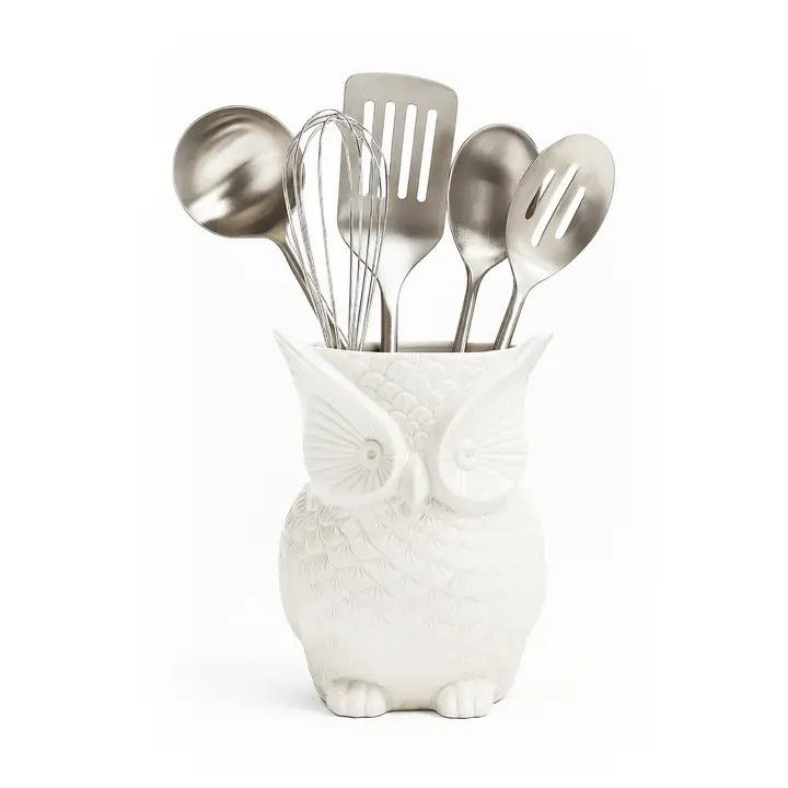 Small Ceramic Owl Utensil Crock
