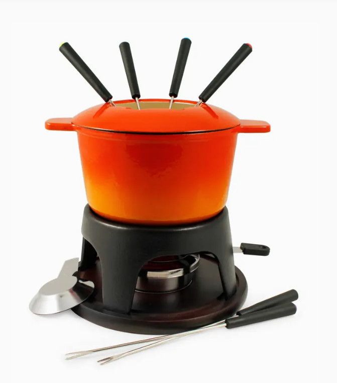 Sierra Cast Iron Fondue Set Gradient Orange