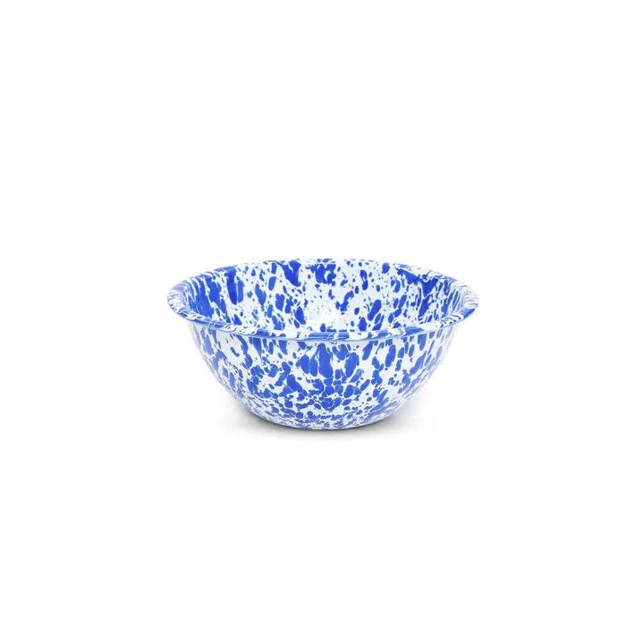 Splatter Enamelware Small Serving Bowl 2QT, Color: Blue &amp; White