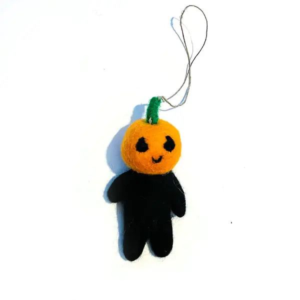 Mr Pumpkin Head Wool Ornament
