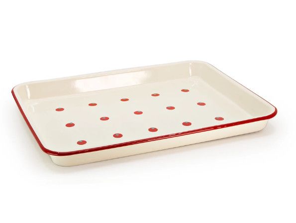 Dan Pelosi X Cch Tomato Enamelware Large Jelly Roll Tray, Color: Red Rim