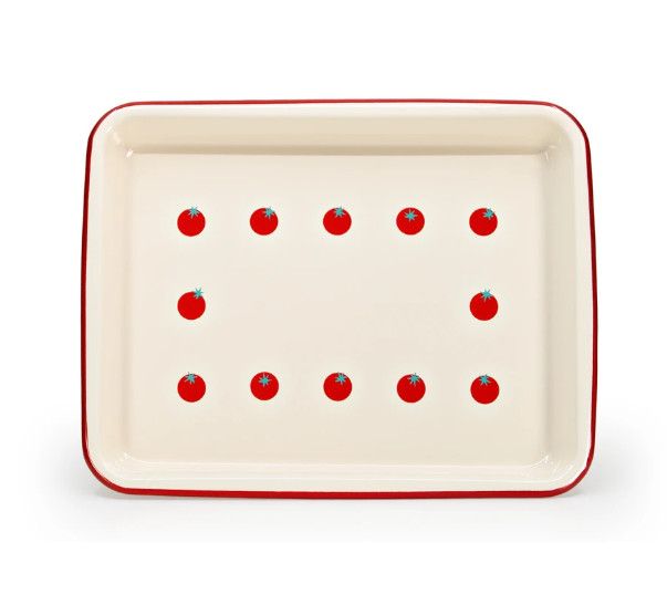 Dan Pelosi x CCH Tomato Small Rectangle Tray, Color: Red Rim