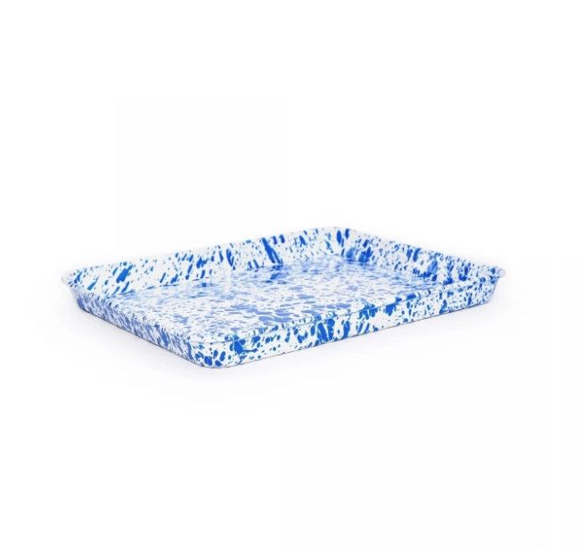 Splatter Small Rectangle Tray, Color: Cobalt