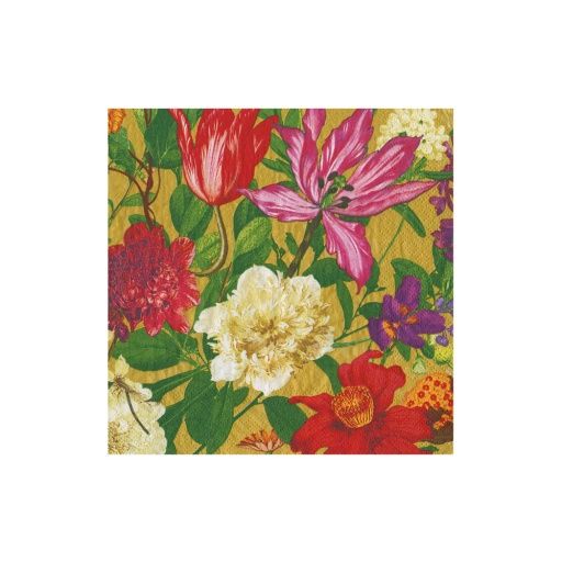 Dutch Floral Gold Cocktail Napkins - includes 20 Cocktail Napkins GOLD ONE SIZE