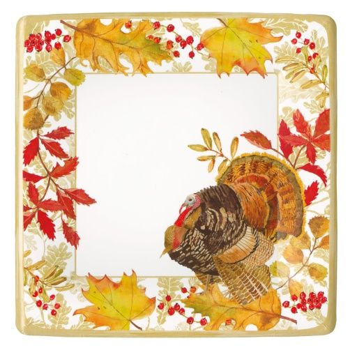 Woodland Turkey  Square Dinner Plates Square - 8 per package