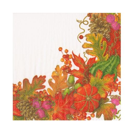 Harvest Garland White Napkin Luncheon - 20 per package