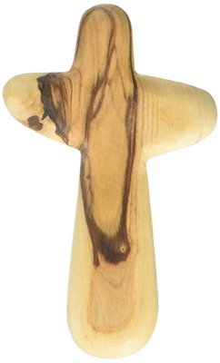 Holding Cross will fit in your Palm known as Olive wood Comfort Holding Cross with Velvet gift bag - Authentically from Bethlehem (4 inches)