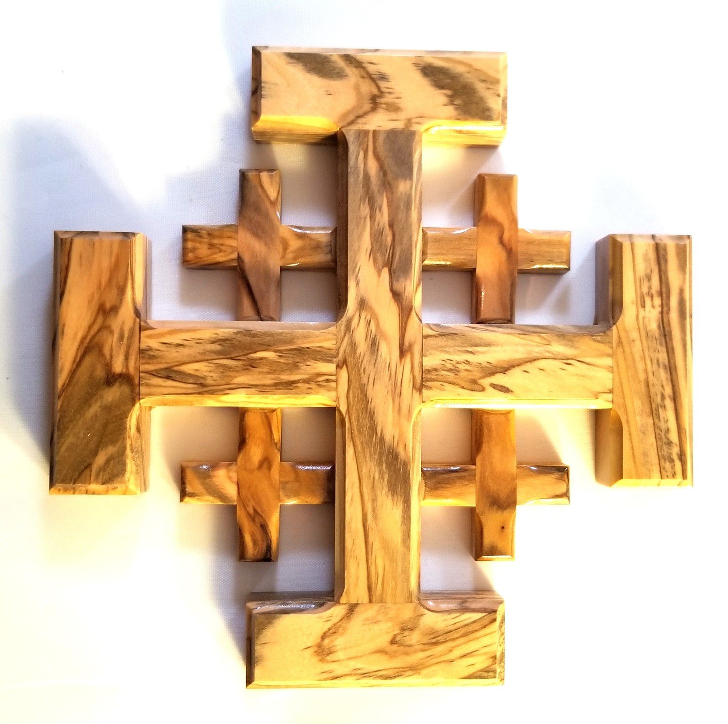 Handcrafted Olive Wood Jerusalem Cross from Bethlehem - Large