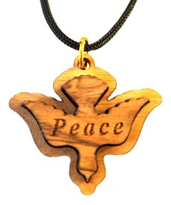 Multilayered Peace Dove Olive Wood Pendant