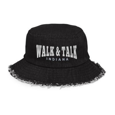 Walk & Talk Distressed denim bucket hat