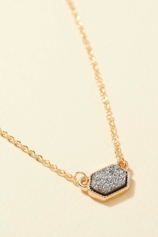 Druzy Necklace, Color: Hematite