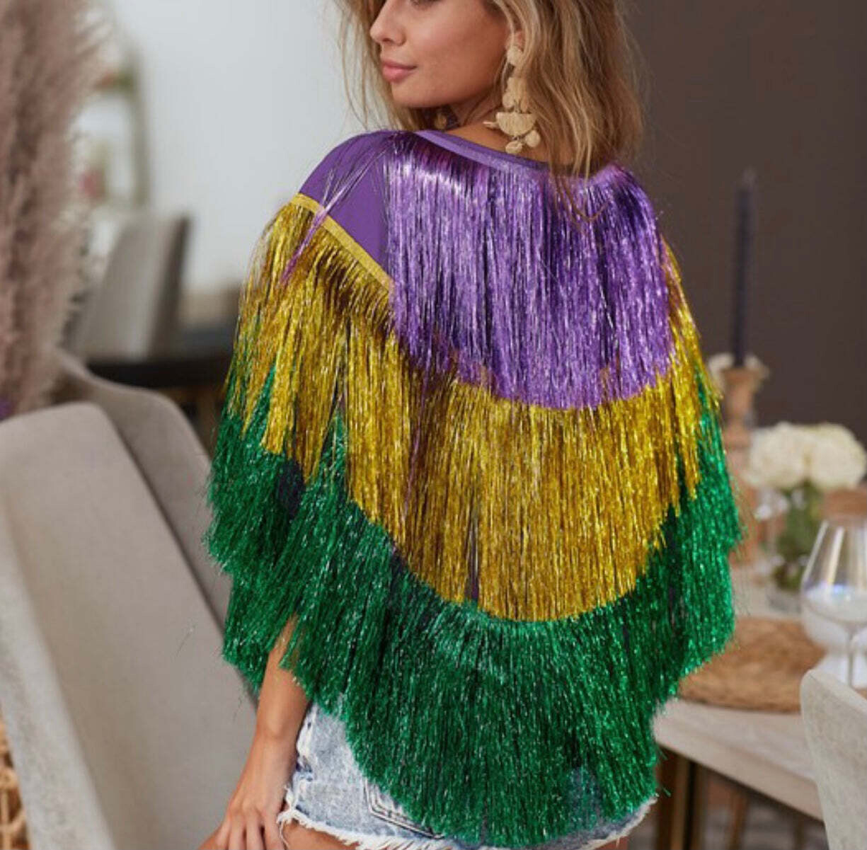 Mardi Gras Tinsel Poncho