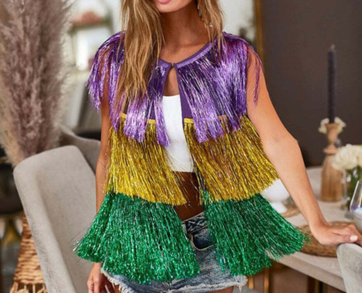 Mardi Gras Tinsel Vest