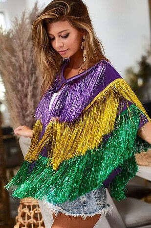 Mardi Gras Tinsel Poncho