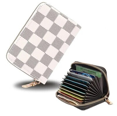 Ivory Checkered Credit Card Wallet