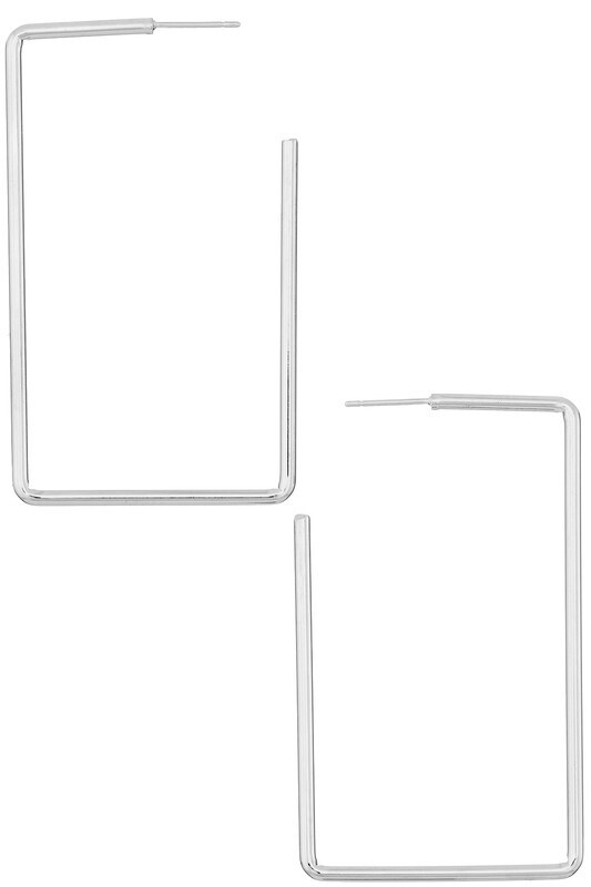 Silver Rectangle Hoop Earrings