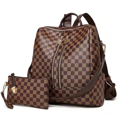 Luxe Checkered Backpack - Ivory
