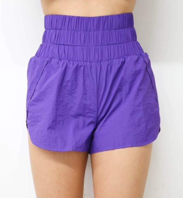 LSU Purple High Waisted Windbreaker Shorts