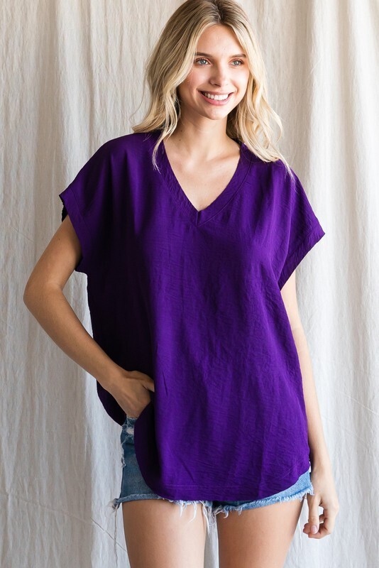 Purple V-Neck Top