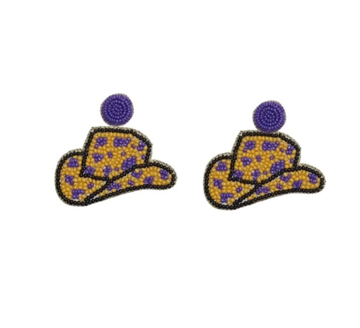 Custom LSU Cowgirl Earrings