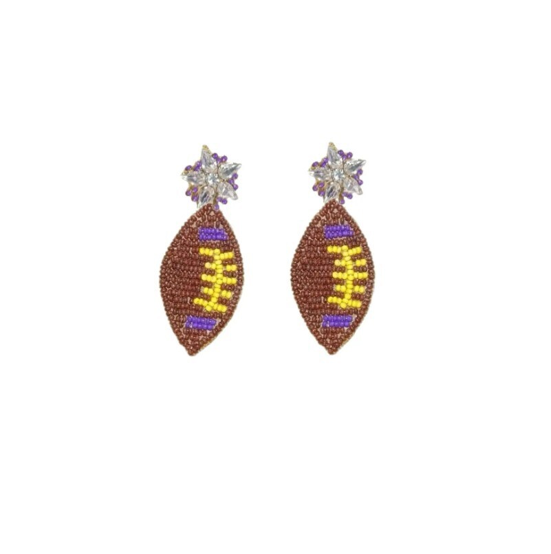 Custom Football Beaded Earrings