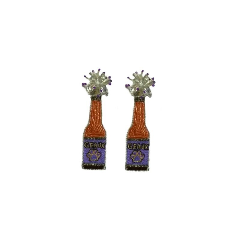 Custom "Geaux" Beer Earrings