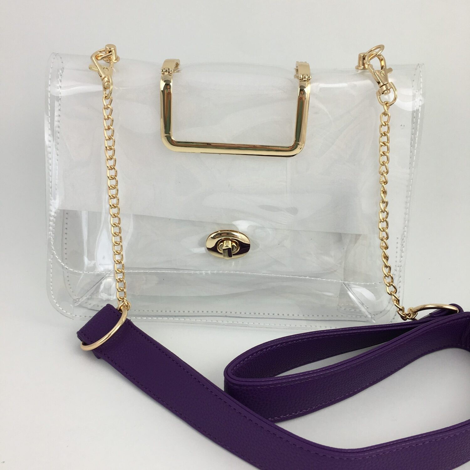 Clear Stadium Approved Handbag with Purple Strap