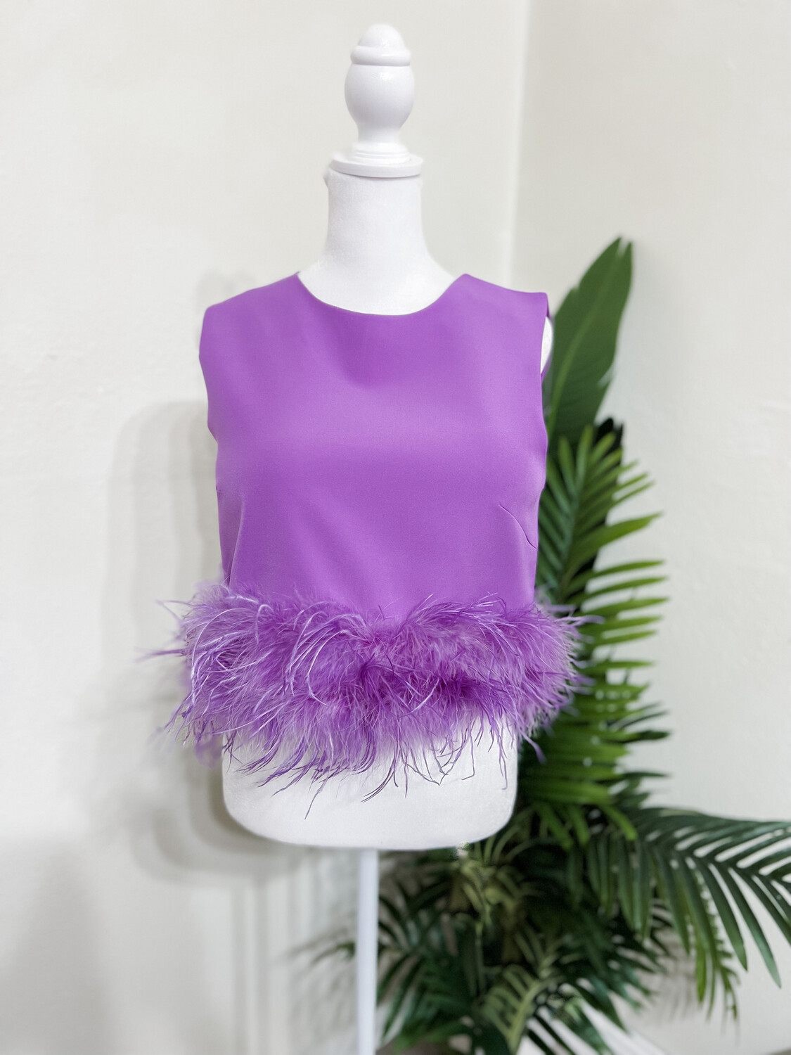 Purple Feather Trim Top