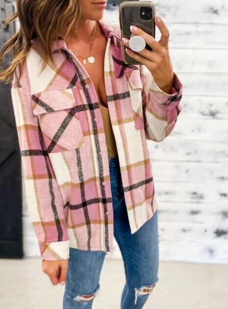 Pink Plaid Shacket
